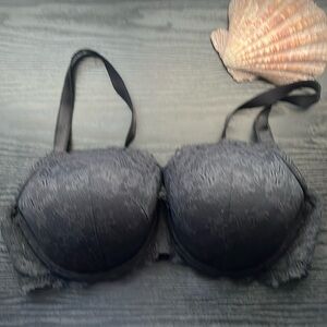 VS Dream Angels Black Lace Demi Bra 40E (DD) Lightly Lined